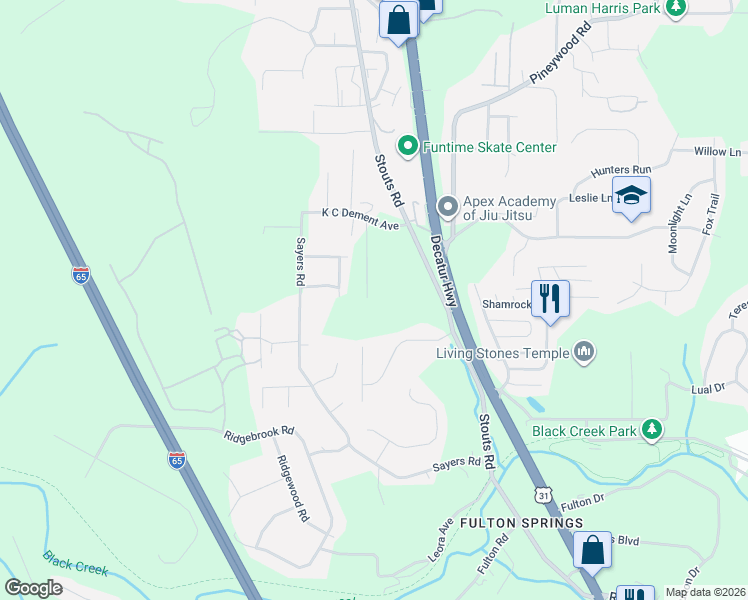 map of restaurants, bars, coffee shops, grocery stores, and more near 2907 Dave Cliff Drive in Fultondale