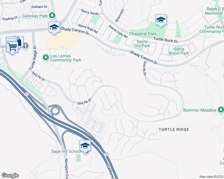 map of restaurants, bars, coffee shops, grocery stores, and more near 21 Castlerock in Irvine