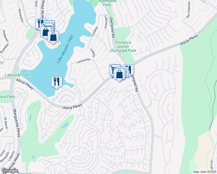 map of restaurants, bars, coffee shops, grocery stores, and more near 28251 Alava in Mission Viejo