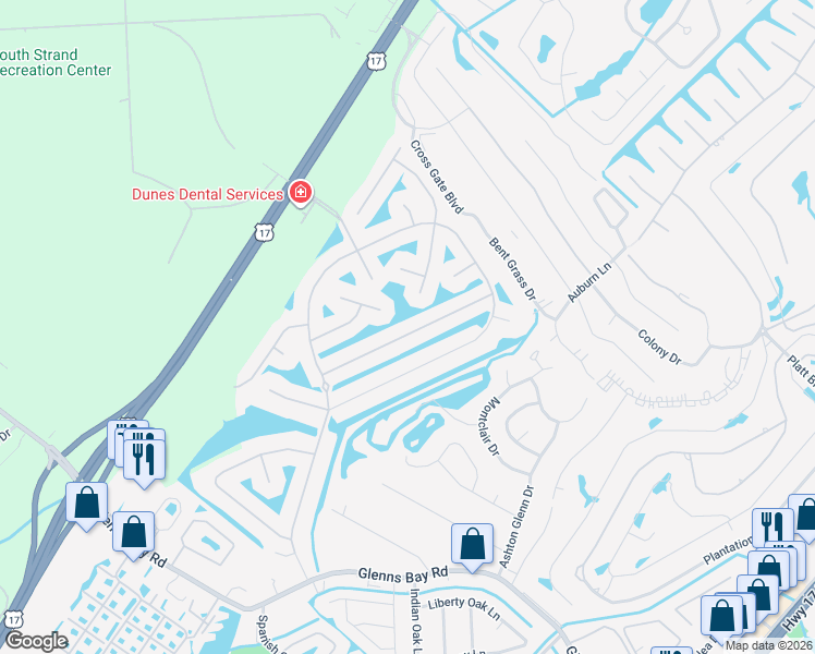 map of restaurants, bars, coffee shops, grocery stores, and more near 671 Sandberg Street in Myrtle Beach