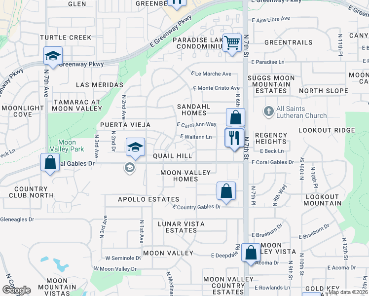 map of restaurants, bars, coffee shops, grocery stores, and more near 219 East Betty Elyse Lane in Phoenix