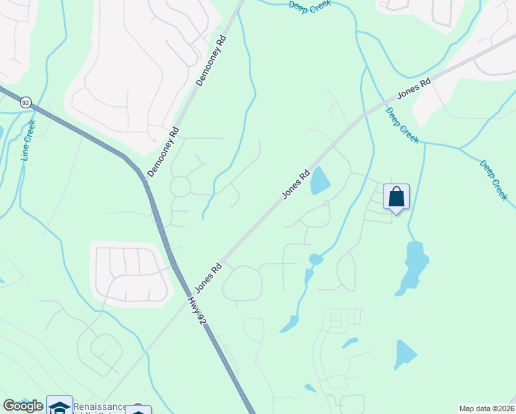 map of restaurants, bars, coffee shops, grocery stores, and more near 4775 Jones Road in Fairburn