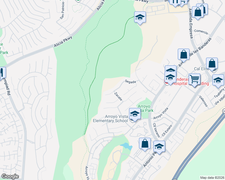 map of restaurants, bars, coffee shops, grocery stores, and more near 19 Segada in Rancho Santa Margarita