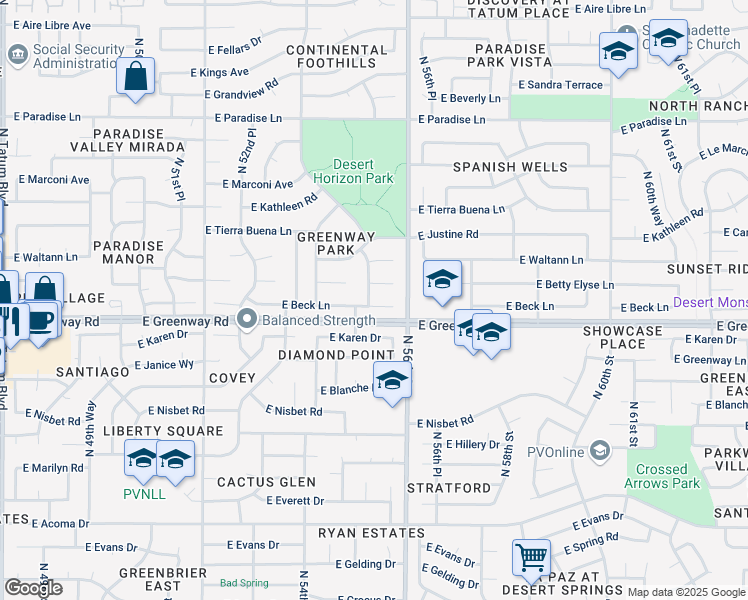 map of restaurants, bars, coffee shops, grocery stores, and more near 5507 East Terry Drive in Scottsdale