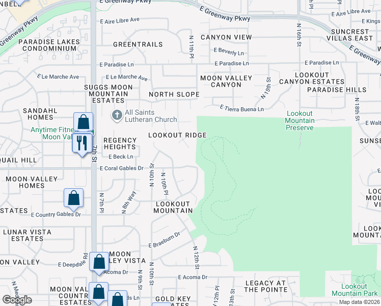 map of restaurants, bars, coffee shops, grocery stores, and more near 15432 North 11th Street in Phoenix