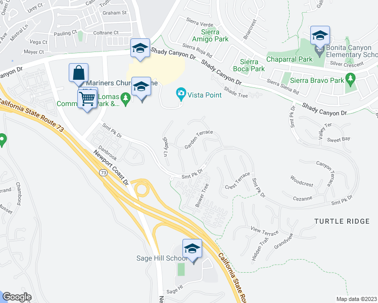 map of restaurants, bars, coffee shops, grocery stores, and more near 37 Tall Hedge in Irvine