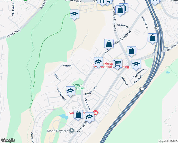 map of restaurants, bars, coffee shops, grocery stores, and more near 15 Berlamo in Rancho Santa Margarita