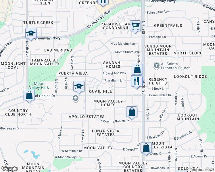 map of restaurants, bars, coffee shops, grocery stores, and more near 219 East Betty Elyse Lane in Phoenix