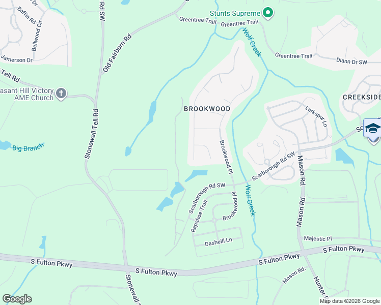 map of restaurants, bars, coffee shops, grocery stores, and more near 4963 Wolfcreek View in College Park