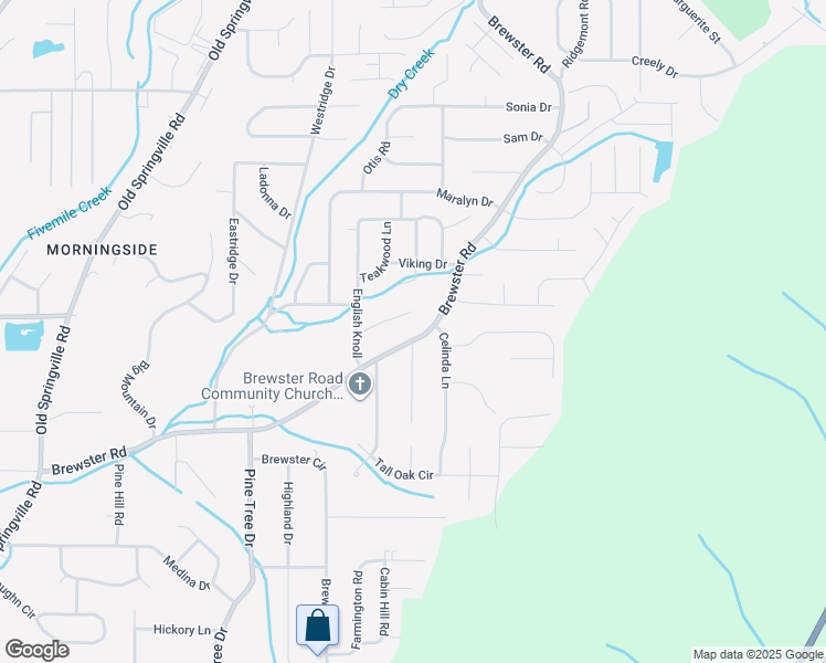 map of restaurants, bars, coffee shops, grocery stores, and more near 1708 Brewster Road in Birmingham