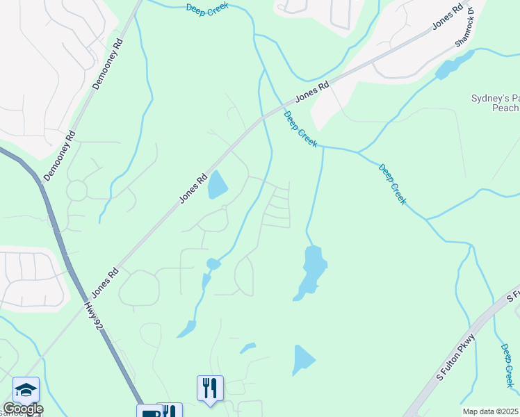 map of restaurants, bars, coffee shops, grocery stores, and more near 4551 Derby Loop in Fairburn
