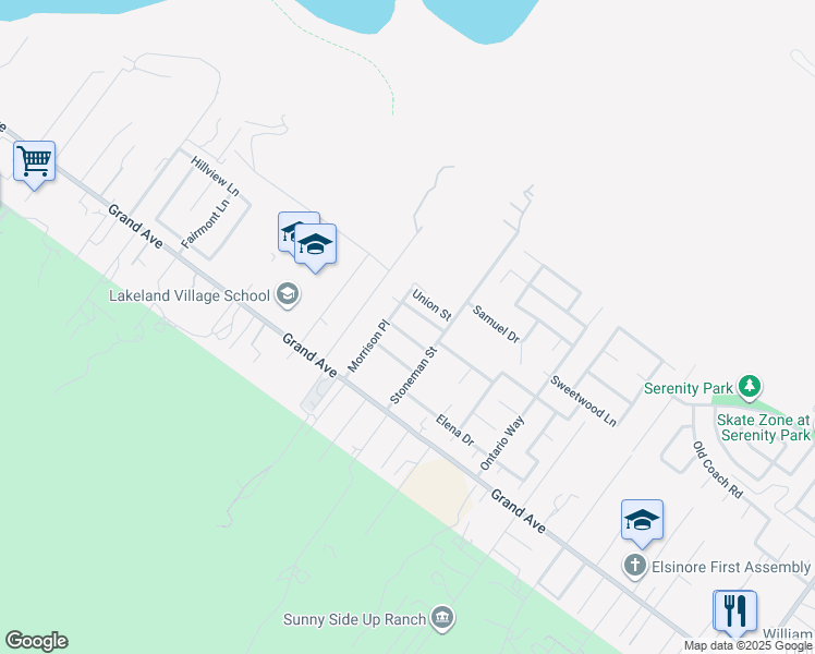 map of restaurants, bars, coffee shops, grocery stores, and more near 19018 Tule Way in Lake Elsinore
