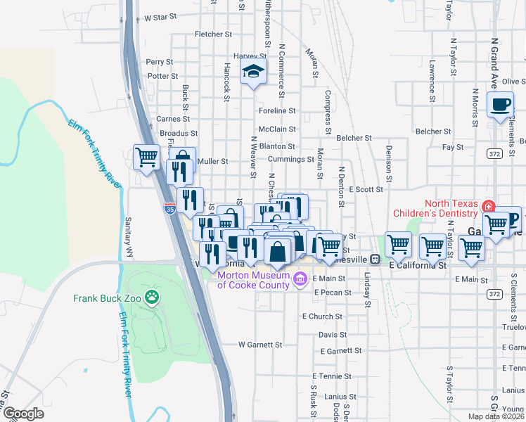 map of restaurants, bars, coffee shops, grocery stores, and more near 112 Gorham Street in Gainesville