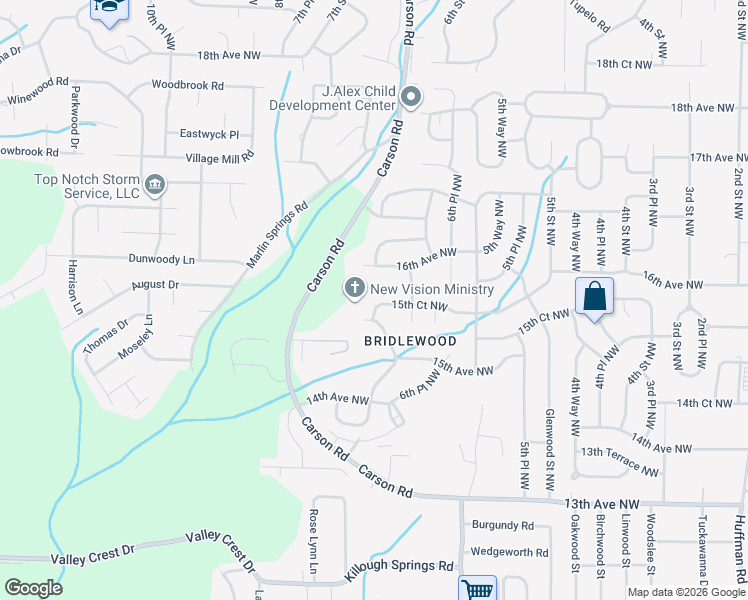 map of restaurants, bars, coffee shops, grocery stores, and more near 660 15th Court Northwest in Center Point