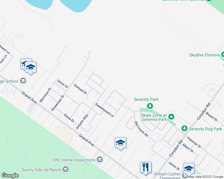 map of restaurants, bars, coffee shops, grocery stores, and more near 32365 Oak Knoll Lane in Lake Elsinore