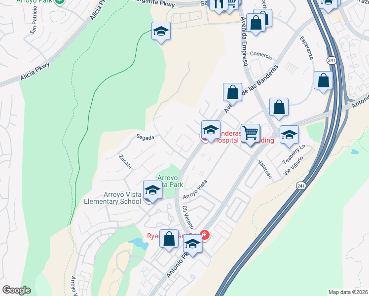map of restaurants, bars, coffee shops, grocery stores, and more near 2 Berlamo in Rancho Santa Margarita