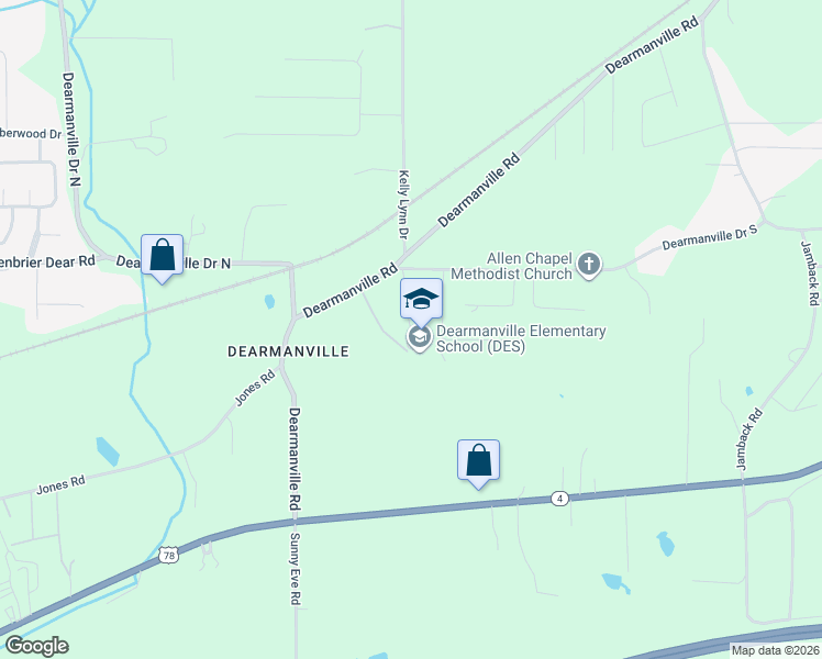 map of restaurants, bars, coffee shops, grocery stores, and more near 101 School Road in Anniston