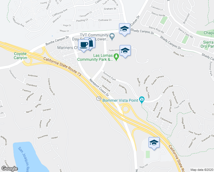 map of restaurants, bars, coffee shops, grocery stores, and more near 211 Danbrook in Irvine