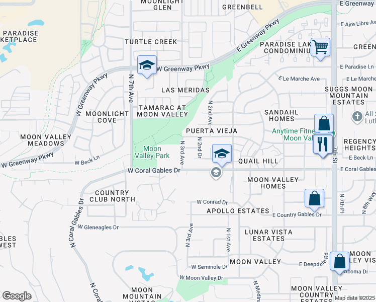 map of restaurants, bars, coffee shops, grocery stores, and more near 243 West Betty Elyse Lane in Phoenix