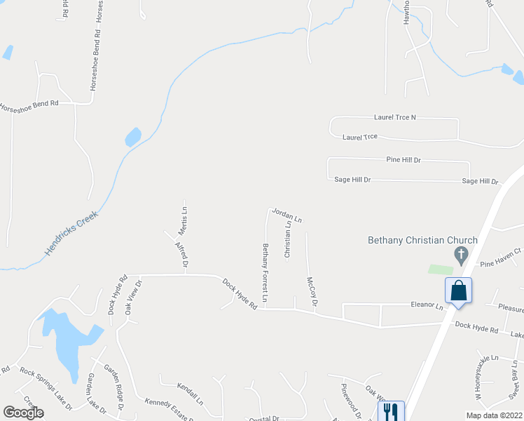 map of restaurants, bars, coffee shops, grocery stores, and more near 162 Bethany Forrest Lane in Carrollton