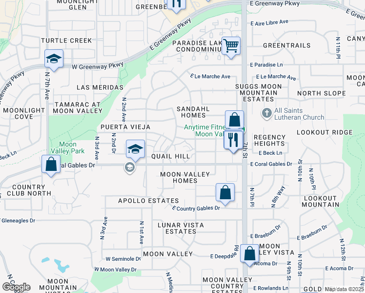 map of restaurants, bars, coffee shops, grocery stores, and more near 219 East Betty Elyse Lane in Phoenix