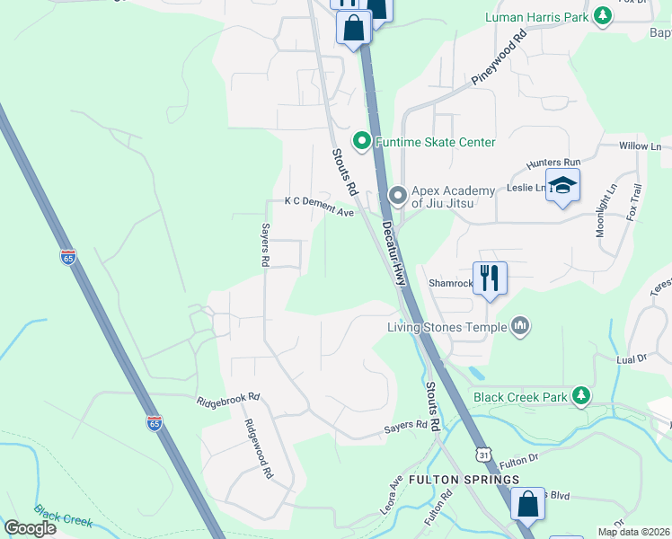 map of restaurants, bars, coffee shops, grocery stores, and more near 2907 Dave Cliff Drive in Fultondale