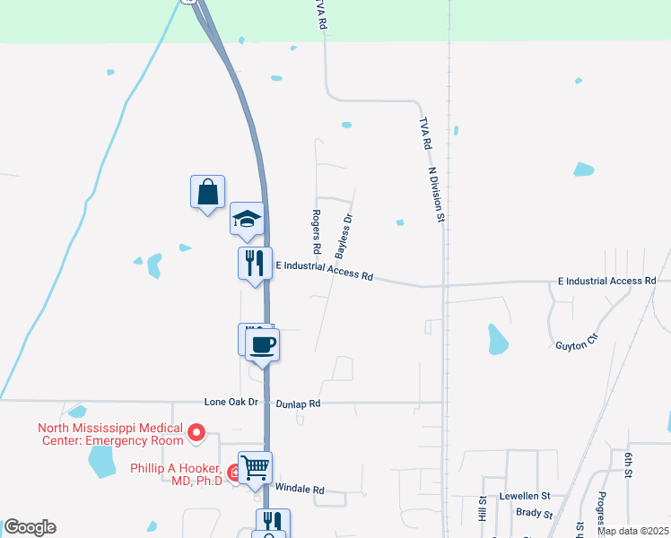 map of restaurants, bars, coffee shops, grocery stores, and more near 1400 Bayless Drive in West Point