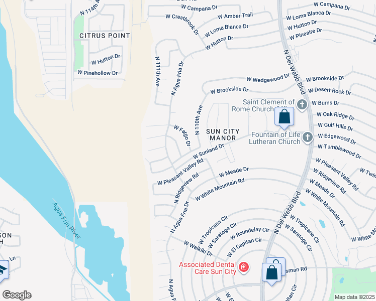 map of restaurants, bars, coffee shops, grocery stores, and more near 11035 West Fargo Drive in Sun City
