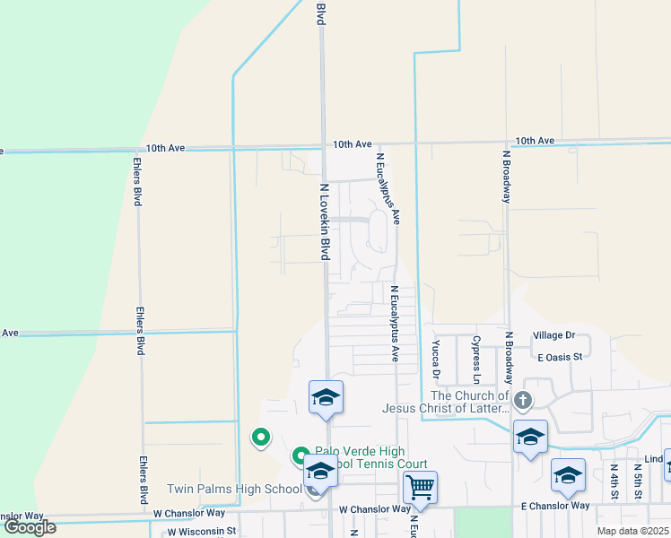 map of restaurants, bars, coffee shops, grocery stores, and more near 1020 North Lovekin Boulevard in Blythe