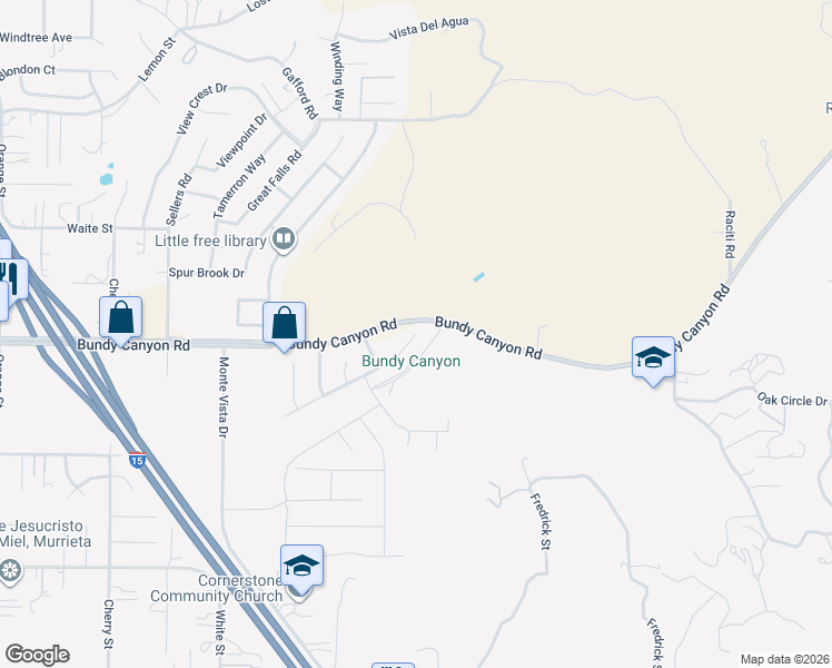map of restaurants, bars, coffee shops, grocery stores, and more near 39231 Valley Vista Circle in Wildomar