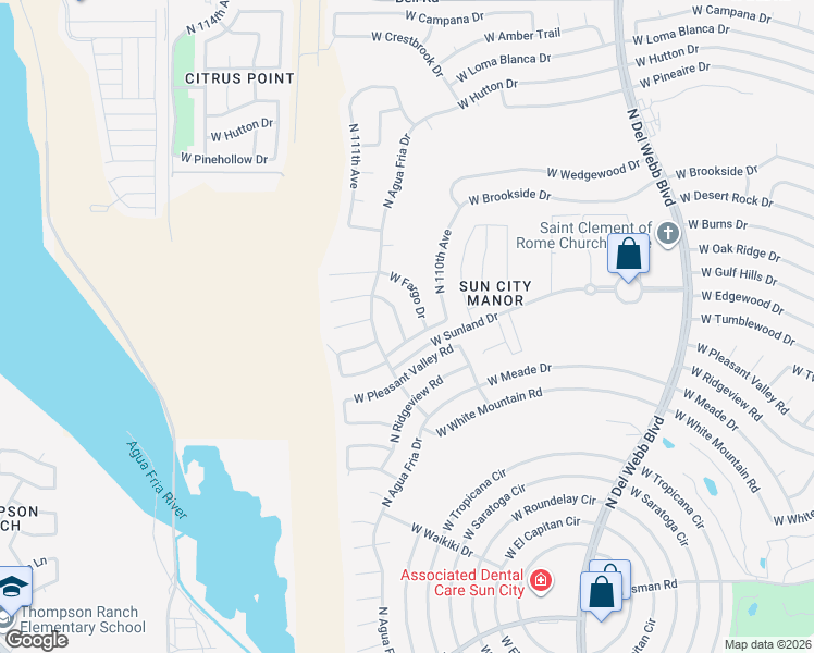 map of restaurants, bars, coffee shops, grocery stores, and more near 11035 West Fargo Drive in Sun City