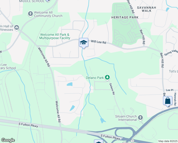 map of restaurants, bars, coffee shops, grocery stores, and more near 4705 Bailey Street Southwest in Fulton