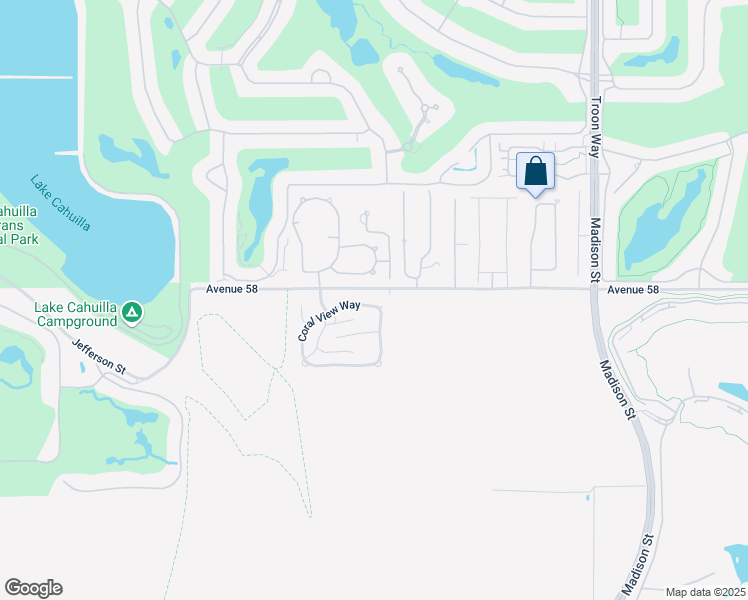 map of restaurants, bars, coffee shops, grocery stores, and more near 58085 Coral View Way in La Quinta