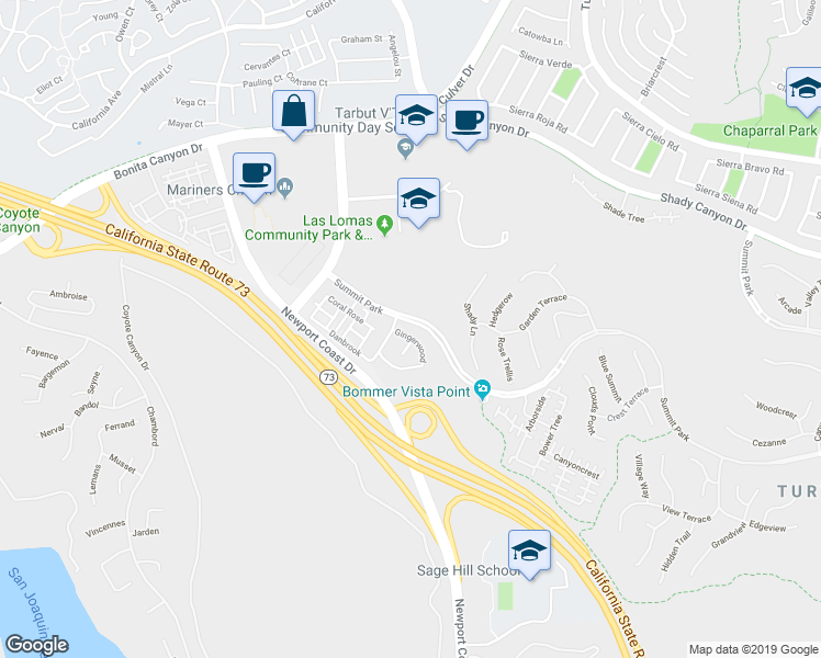 map of restaurants, bars, coffee shops, grocery stores, and more near 33 Gingerwood in Irvine