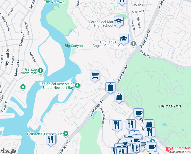 map of restaurants, bars, coffee shops, grocery stores, and more near 4200 Park Newport in Newport Beach