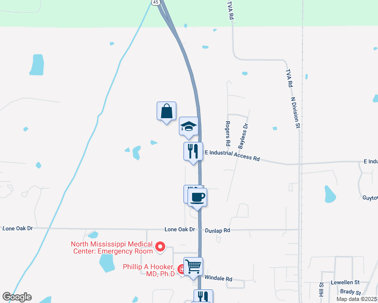 map of restaurants, bars, coffee shops, grocery stores, and more near 1299 Barksdale Drive in West Point