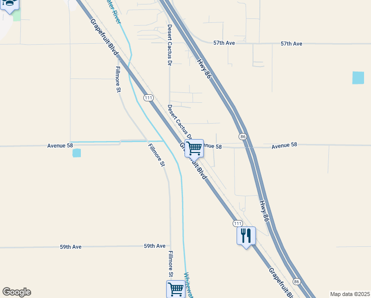map of restaurants, bars, coffee shops, grocery stores, and more near Grapefruit Boulevard in Thermal