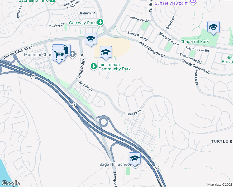 map of restaurants, bars, coffee shops, grocery stores, and more near 41 Shady Lane in Irvine