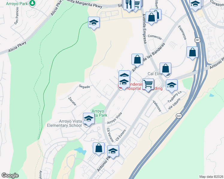 map of restaurants, bars, coffee shops, grocery stores, and more near 20 Berlamo in Rancho Santa Margarita