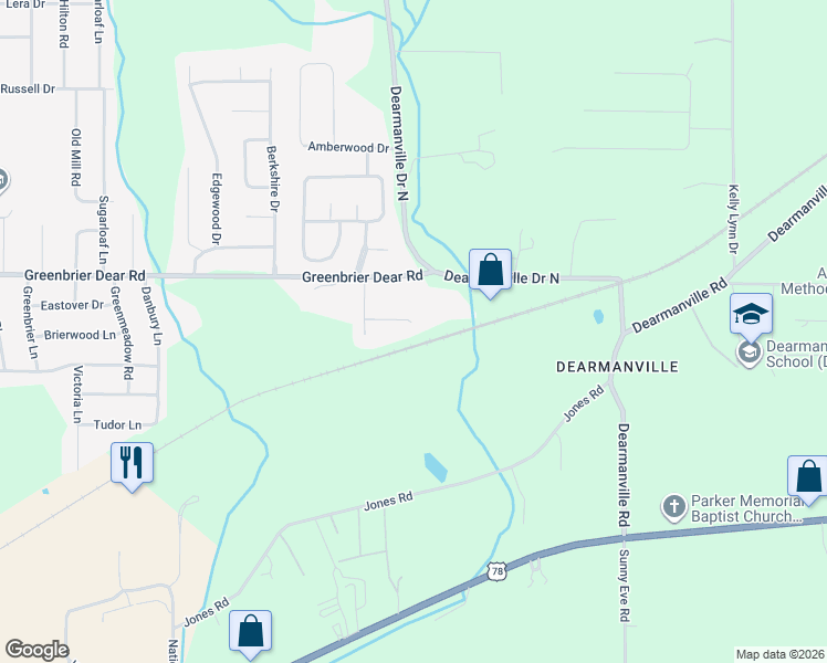map of restaurants, bars, coffee shops, grocery stores, and more near 1538 Holly Berry Way in Anniston
