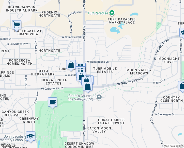map of restaurants, bars, coffee shops, grocery stores, and more near 15430 North 17th Drive in Phoenix
