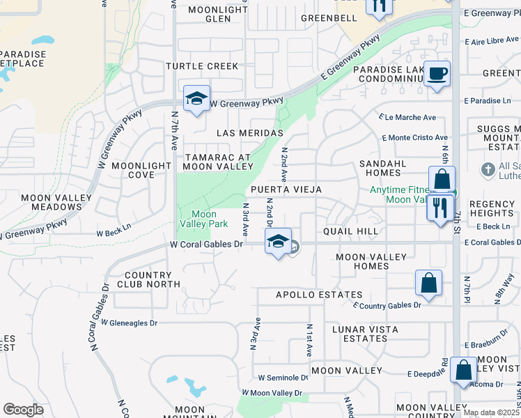 map of restaurants, bars, coffee shops, grocery stores, and more near 225 West Betty Elyse Lane in Phoenix