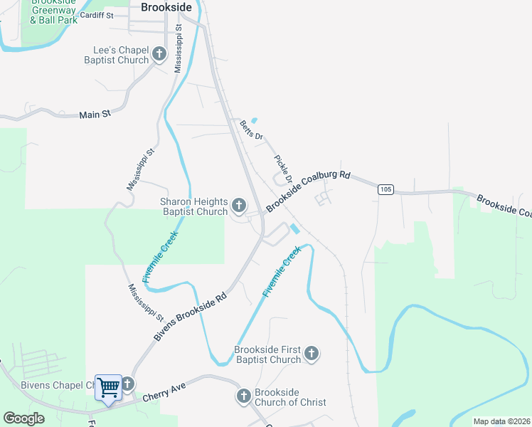 map of restaurants, bars, coffee shops, grocery stores, and more near 2358 Brookside Coalburg Road in Birmingham