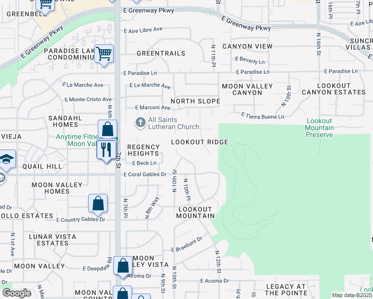 map of restaurants, bars, coffee shops, grocery stores, and more near in Phoenix