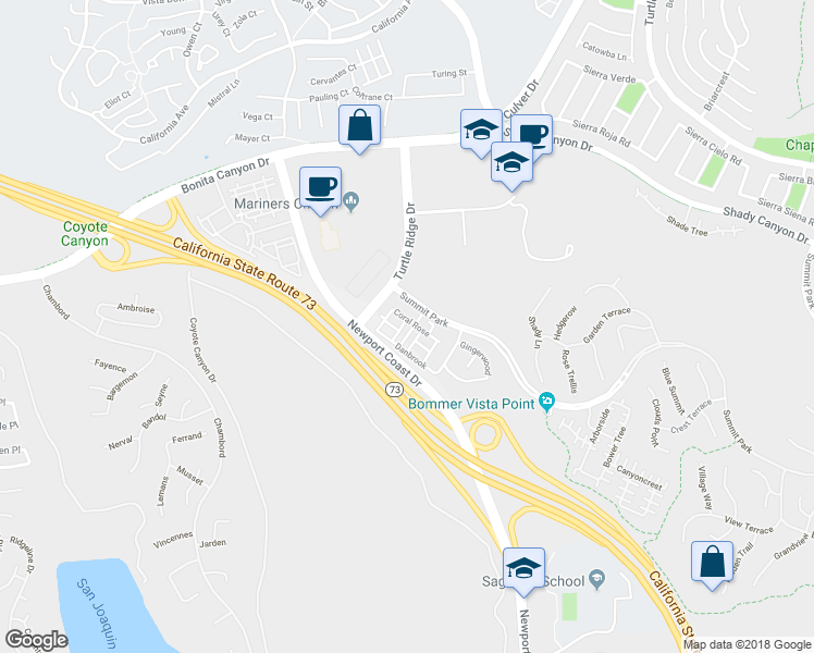 map of restaurants, bars, coffee shops, grocery stores, and more near 105 Jadestone in Irvine