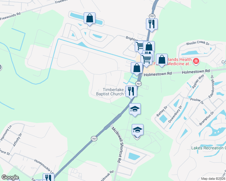 map of restaurants, bars, coffee shops, grocery stores, and more near 9850 South Carolina 707 in Myrtle Beach