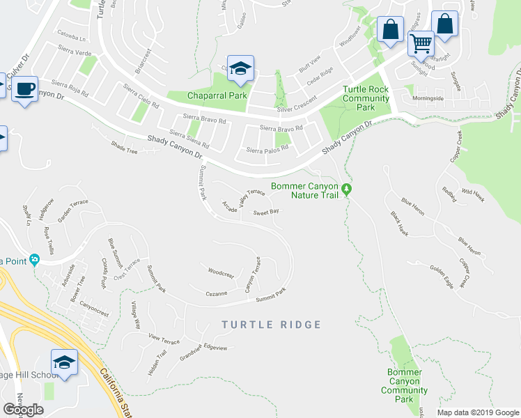 map of restaurants, bars, coffee shops, grocery stores, and more near 31 Sweet Bay in Irvine