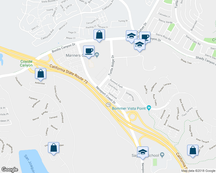 map of restaurants, bars, coffee shops, grocery stores, and more near 134 Coral Rose in Irvine