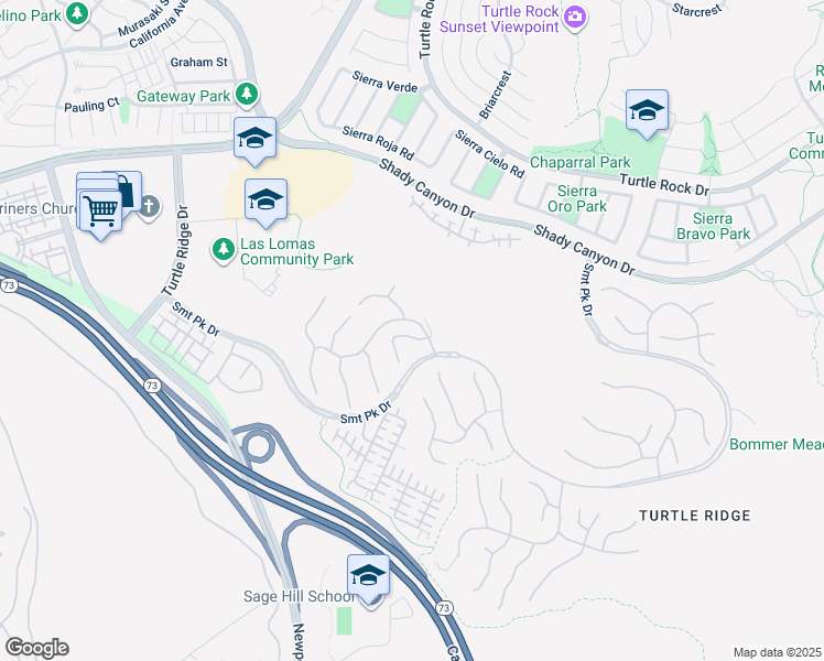 map of restaurants, bars, coffee shops, grocery stores, and more near 45 Crimson Rose in Irvine
