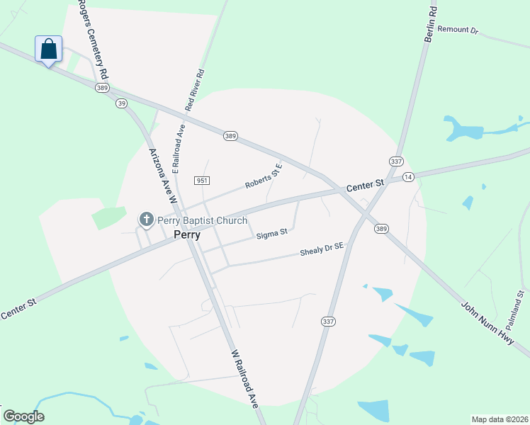 map of restaurants, bars, coffee shops, grocery stores, and more near 231 Center Street in Salley